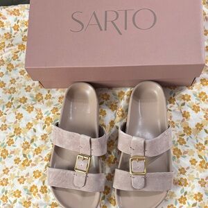 SARTO By Franco Sarto Beige Buckle Sandals
